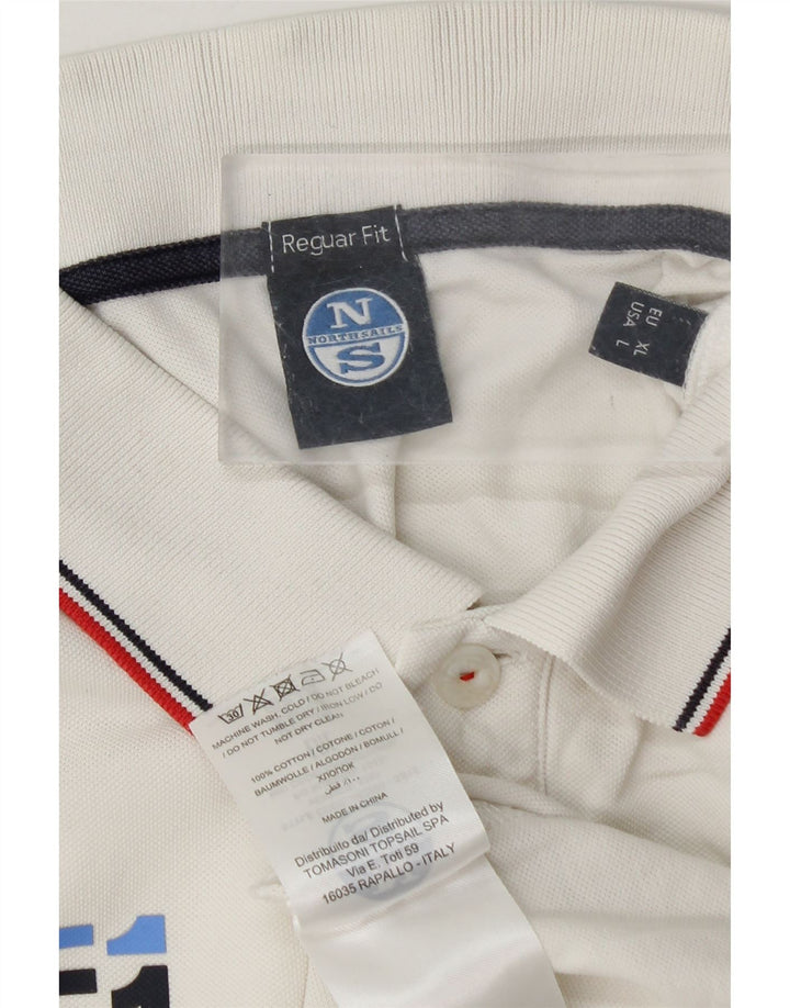Polo North Sails da uomo con vestibilità regolare grafica, grande, cotone maculato bianco