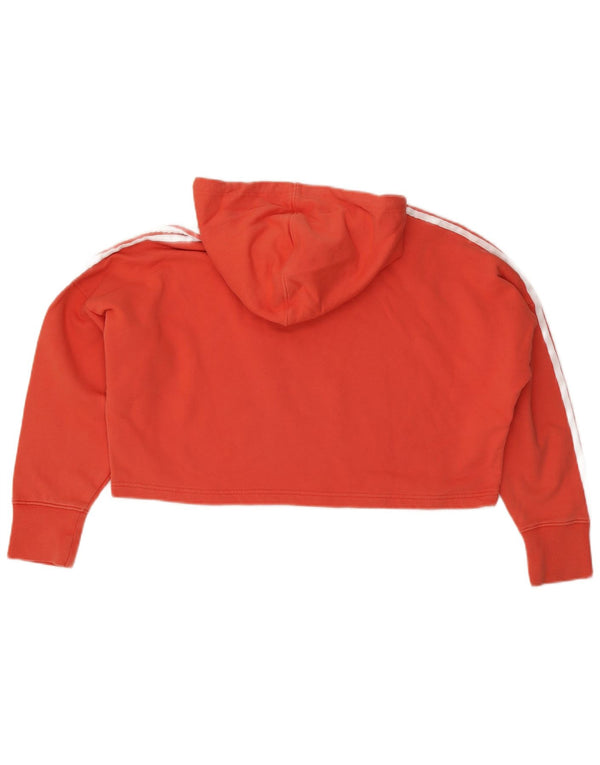 Maglione con cappuccio oversize corto da donna Adidas UK 8 piccolo cotone arancione