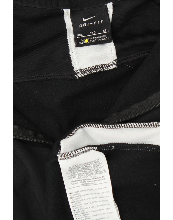 NIKE Top da tuta pullover con zip e collo Dri Fit da uomo 2XL Nero Colourblock