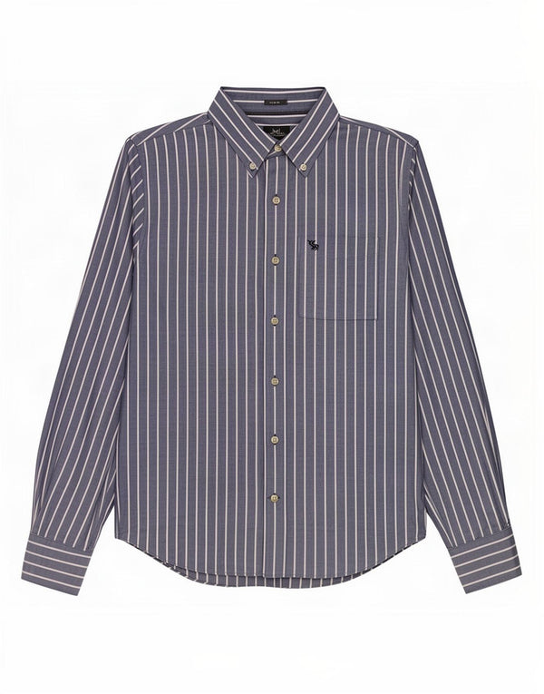Camicia da uomo Abercrombie & Fitch Muscle Large in cotone gessato blu