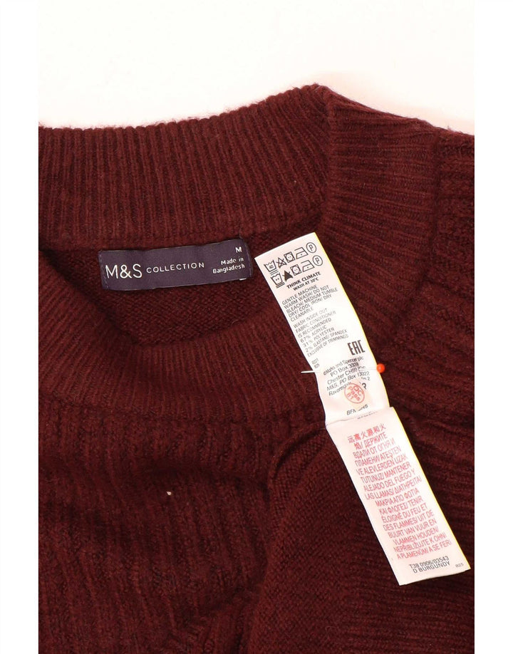 Maglione maglione girocollo da donna Marks & Spencer UK 14 Borgogna medio