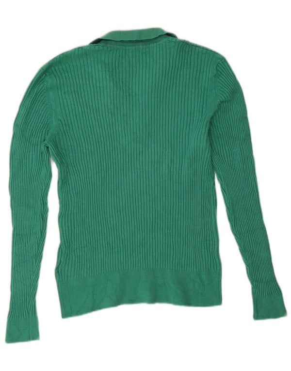 Maglione da donna Marks & Spencer con collo a polo UK 14 grande viscosa verde