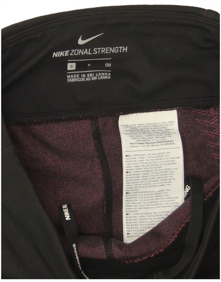 Leggings Nike Dri Fit Capri da donna UK 8 Small Nero Poliestere geometrico