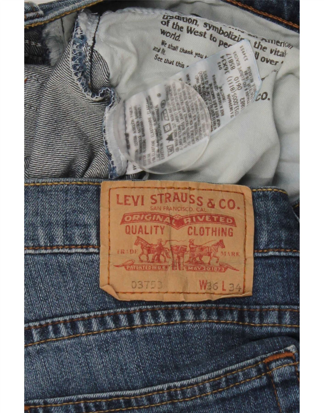 Jeans dritti da uomo Levi's W36 L29 cotone blu