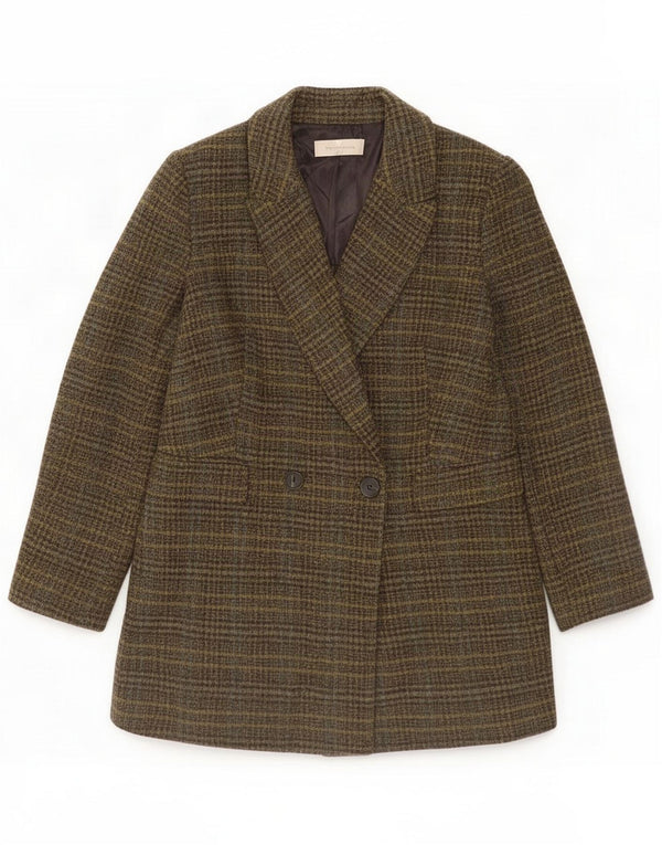 Paul Costelloe Womens Blazer Jacket UK 12 Medium Khaki Check