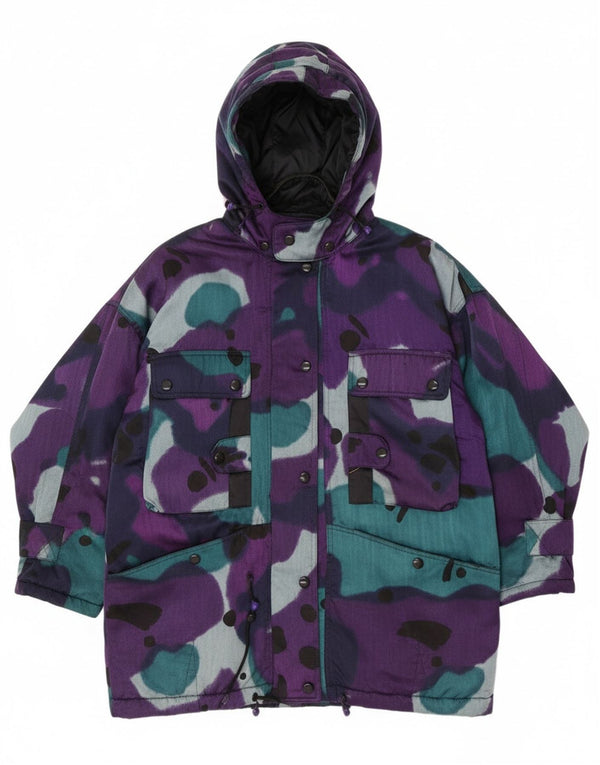 Giacca imbottita oversize con cappuccio da donna Gil Bret UK 20 2XL Viola mimetico