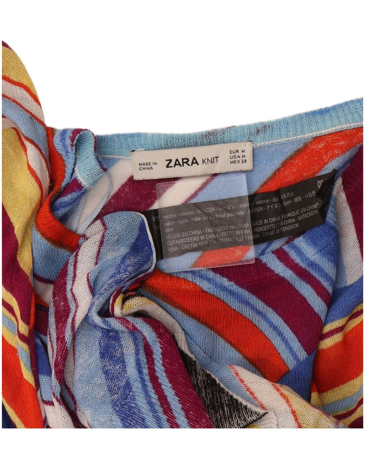 Maglione Zara da donna con scollo a barchetta UK 12 a righe multicolori medie