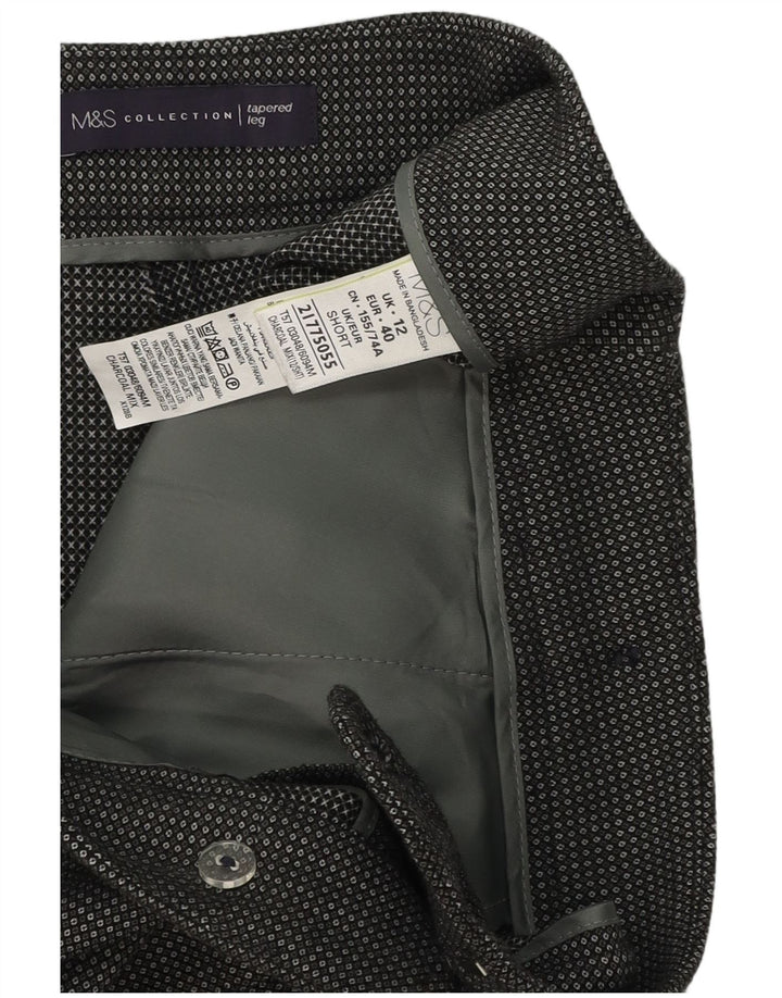 Pantaloni da abito corti da donna Marks & Spencer UK 12 medi W34 L26 quadri grigi