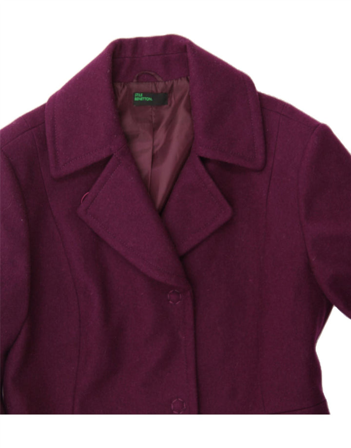 BENETTON Womens Overcoat UK 12 Medium Purple Vintage Benetton and Second-Hand Benetton from Messina Hembry 