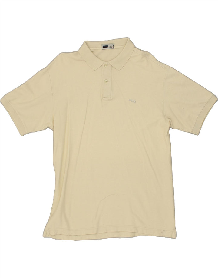 FILA Mens Polo Shirt IT 50 Medium Beige Cotton | Vintage Fila | Thrift | Second-Hand Fila | Used Clothing | Messina Hembry 