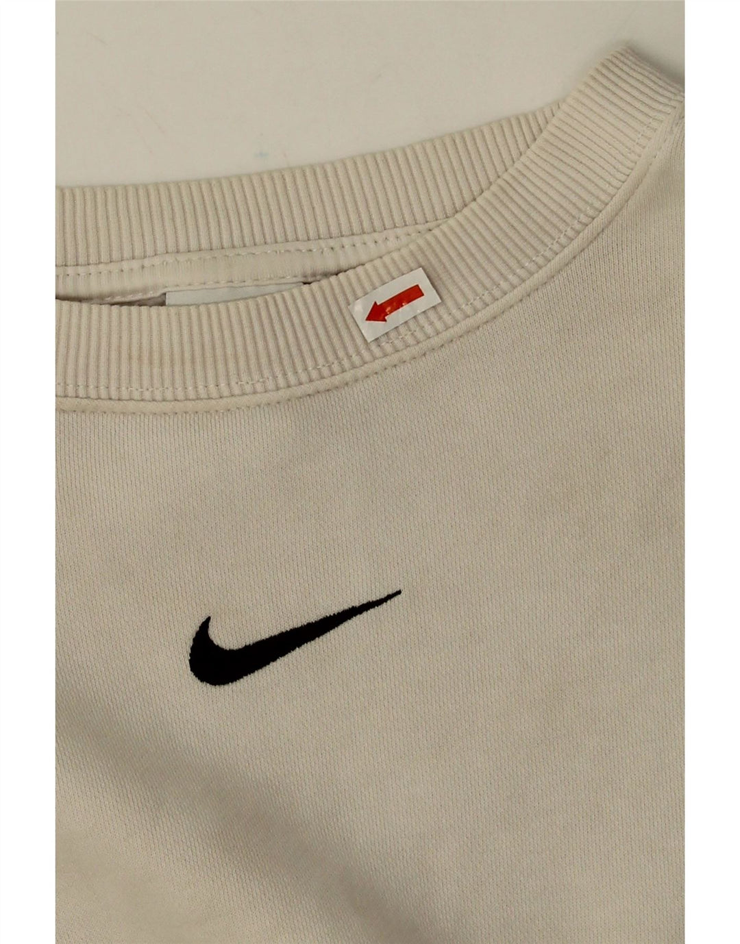 Felpa oversize corta da donna Nike, maglione UK 14, cotone bianco sporco medio
