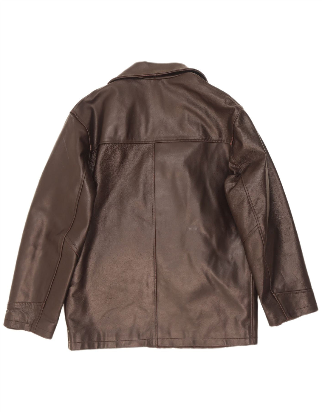 Giacca in pelle doppiopetto vintage da uomo UK 38 Marrone medio