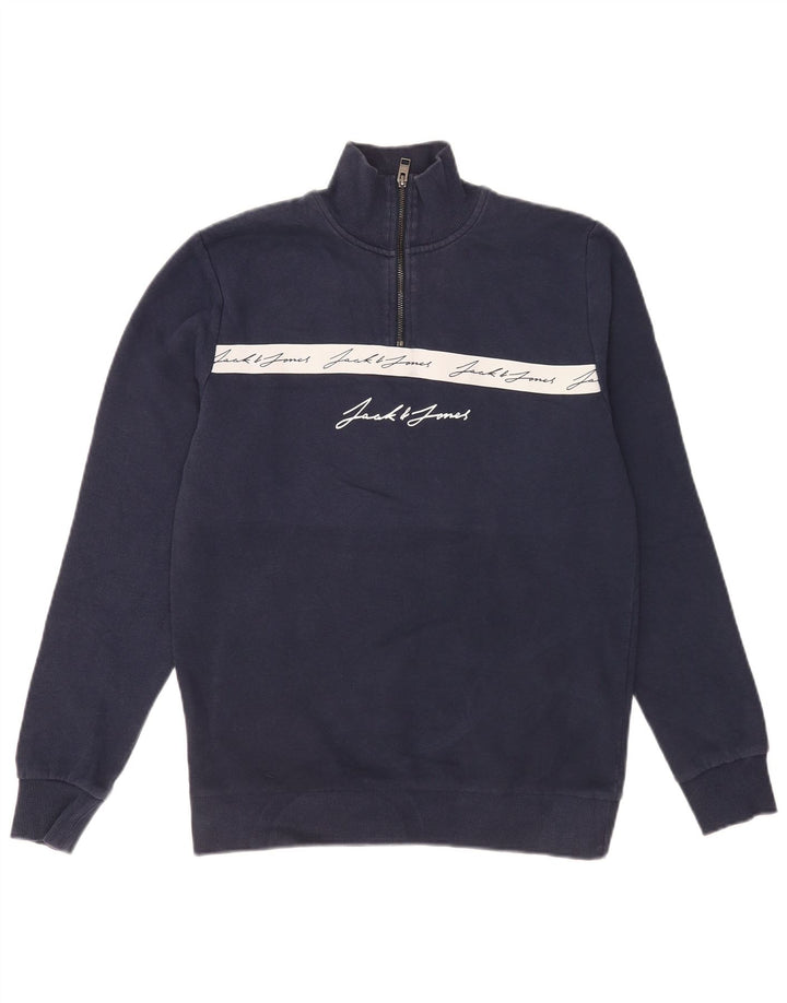 Jack & Jones Felpa grafica da uomo Maglione color block medio blu navy