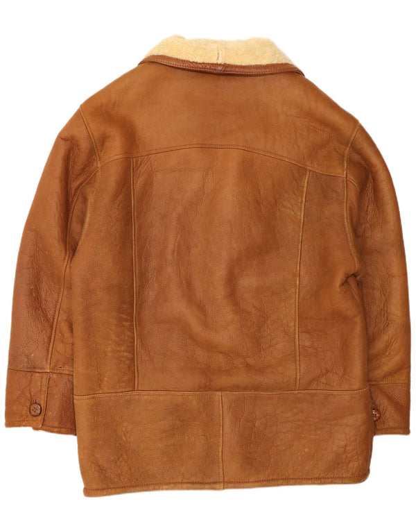 Giacca in shearling vintage da uomo UK 42 XL Shearling marrone
