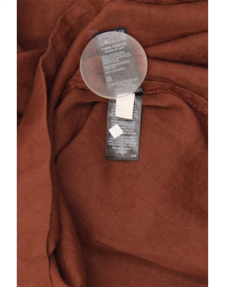 Top tunica da donna Marks & Spencer UK 14 grande lino marrone