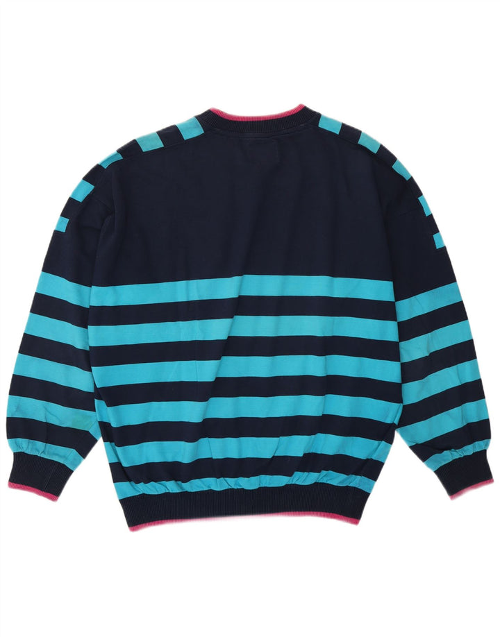 Felpa da uomo vintage maglione XL in cotone a righe blu navy