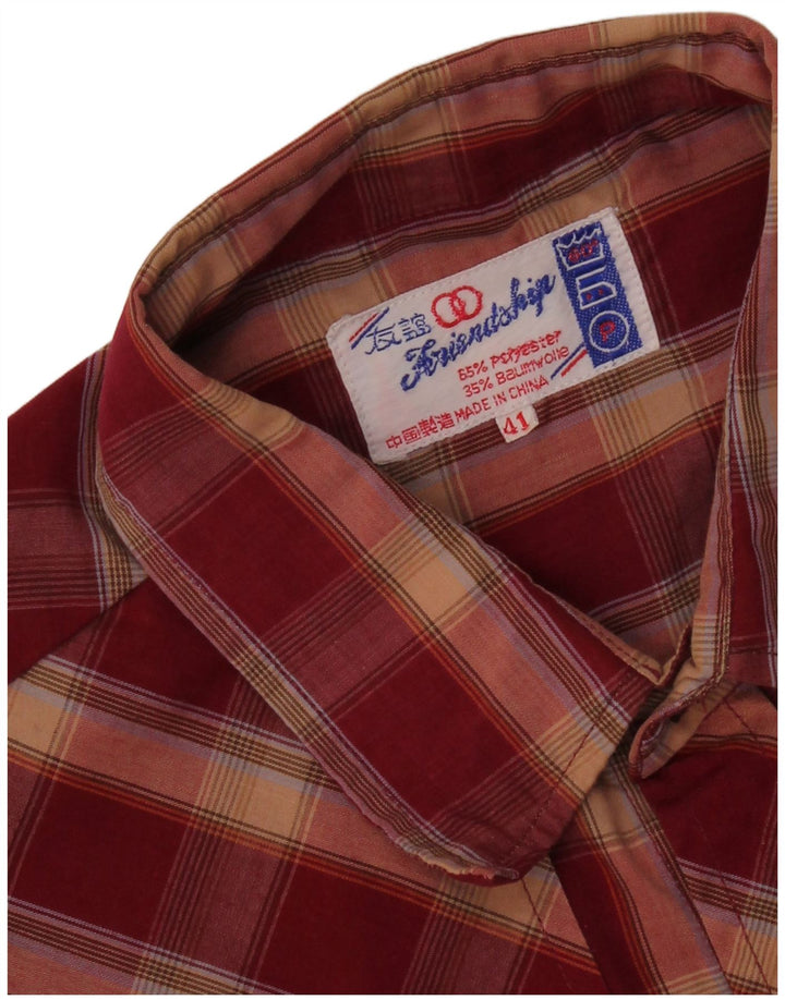 VINTAGE Mens Flannel Shirt Size 41 Large Red Check Polyester