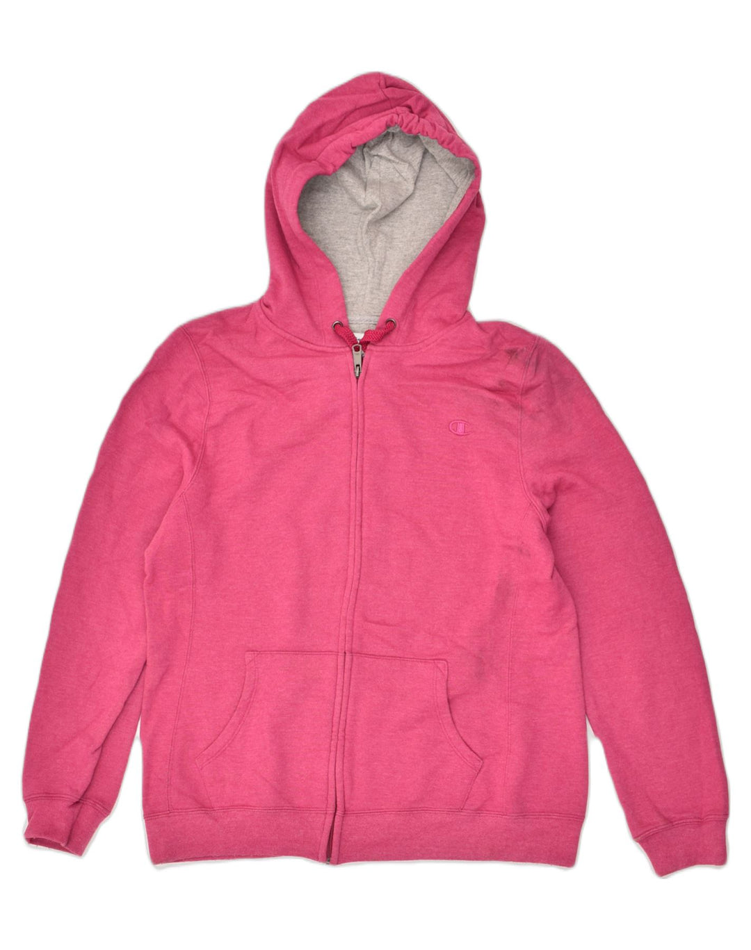 CHAMPION Womens Zip Hoodie Sweater UK 14 Large Pink Cotton | Vintage Champion | Thrift | Second-Hand Champion | Used Clothing | Messina Hembry 