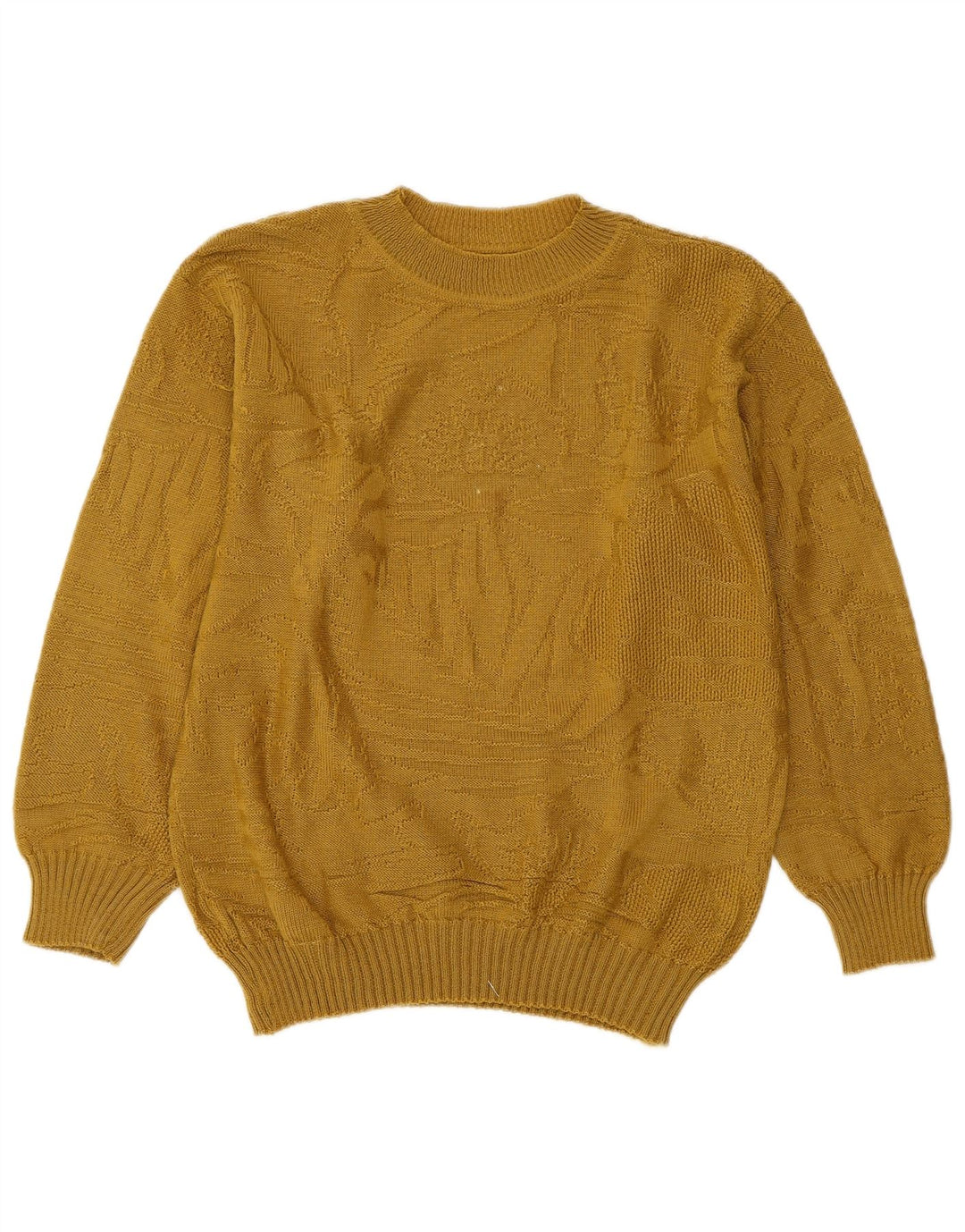 Maglione maglione girocollo da donna VINTAGE UK 14 giallo medio