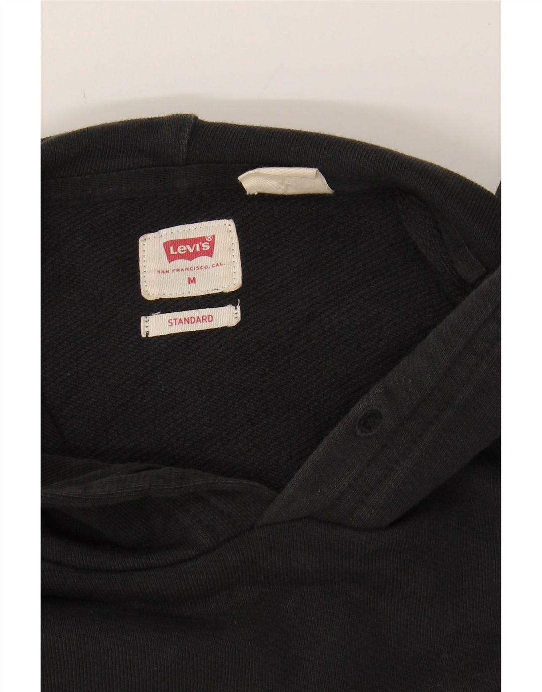 LEVI'S Mens Standard Graphic Hoodie Jumper Medium Black Cotton Vintage Levi's and Second-Hand Levi's from Messina Hembry 