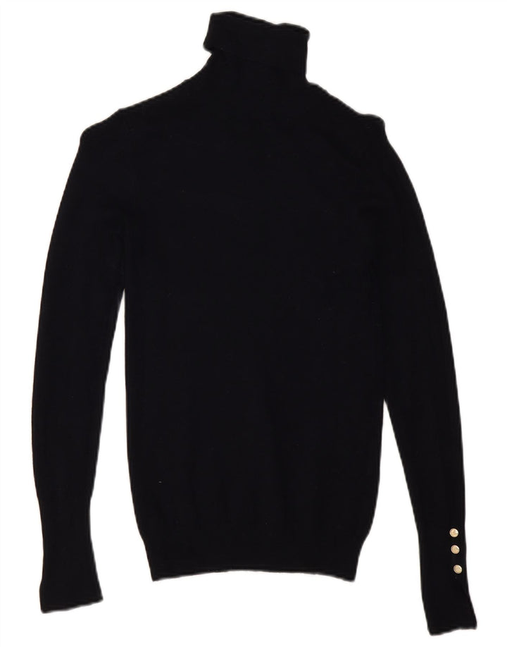 Maglione maglione a collo alto da donna Zara UK 8 piccolo in viscosa blu navy