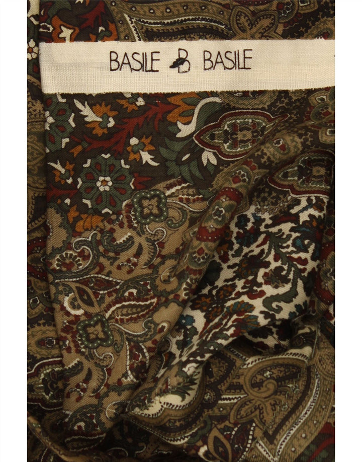 BASILE Womens Long Sleeve Basic Dress UK 14 Medium Khaki Paisley Vintage Basile and Second-Hand Basile from Messina Hembry 