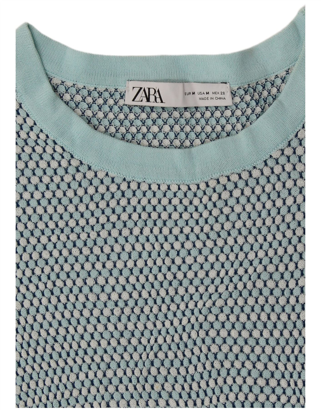 Maglione corto girocollo da donna Zara UK 12 verde medio maculato