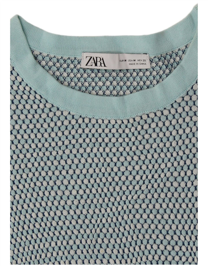 Maglione corto girocollo da donna Zara UK 12 verde medio maculato