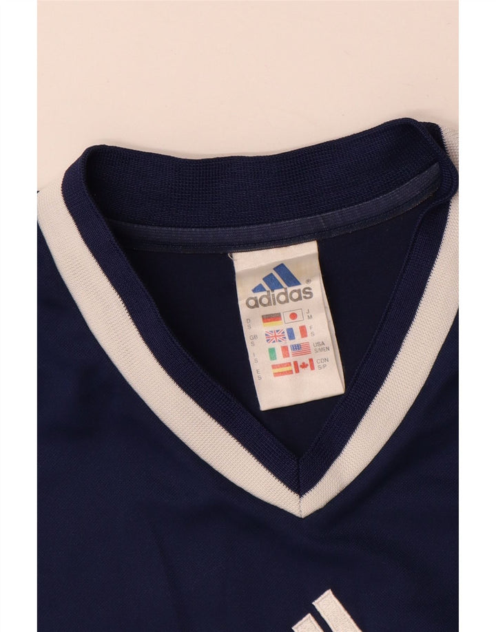T-shirt Adidas Climalite da uomo Top piccola in poliestere color block blu navy