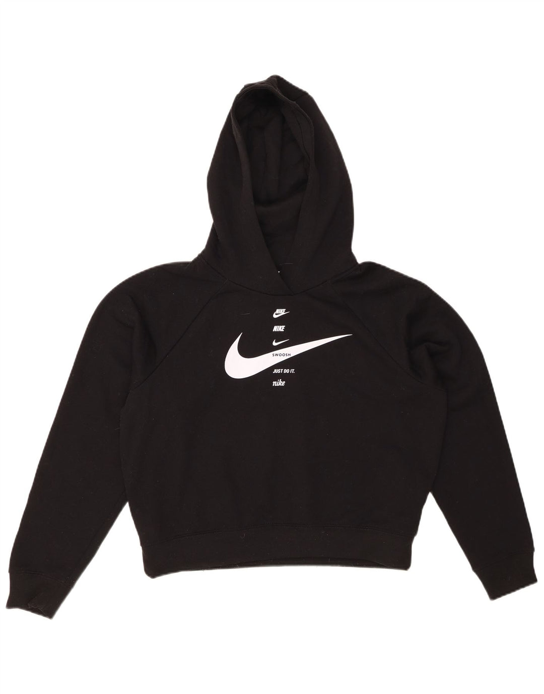 Felpa con cappuccio grafica oversize NIKE da donna Swoosh UK 10 piccola nera