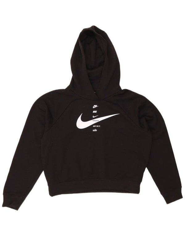 Felpa con cappuccio grafica oversize NIKE da donna Swoosh UK 10 piccola nera