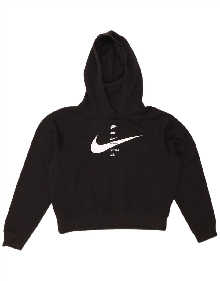 Felpa con cappuccio grafica oversize NIKE da donna Swoosh UK 10 piccola nera