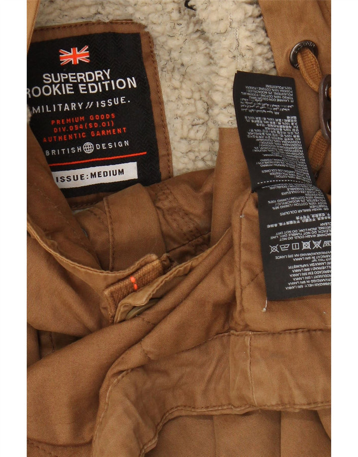 Giacca parka Sherpa da uomo con cappuccio SUPERDRY UK 38 Cotone beige medio