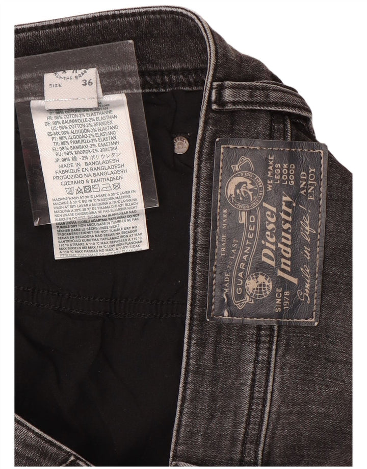 Jeans slim invecchiati da uomo Diesel W36 L32 in cotone grigio