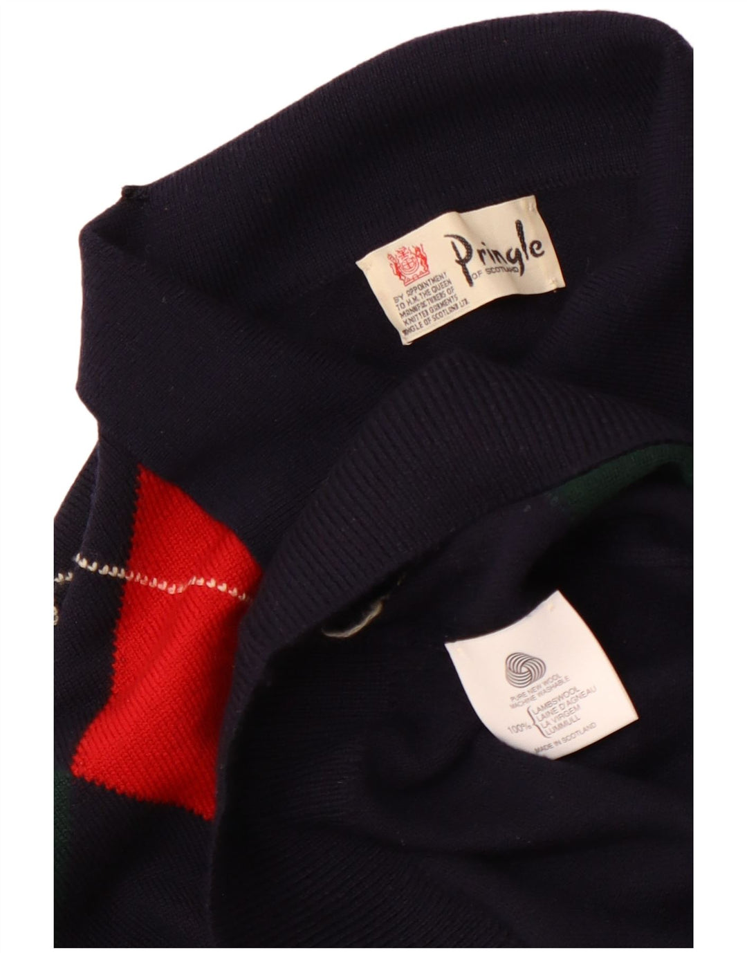 PRINGLE Maglione da uomo con collo alto e maglione medio blu navy a rombi/diamante