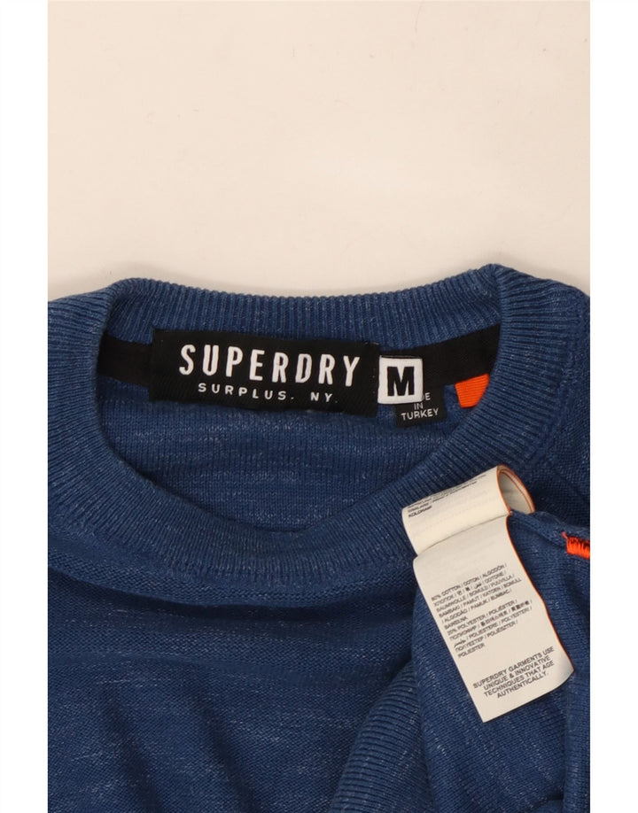 Maglione da uomo girocollo SUPERDRY in cotone screziato blu medio