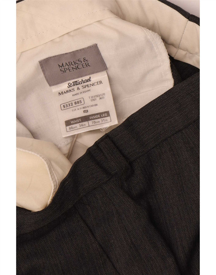 Pantaloni chino dritti da uomo Marks & Spencer W34 L31 poliestere grigio