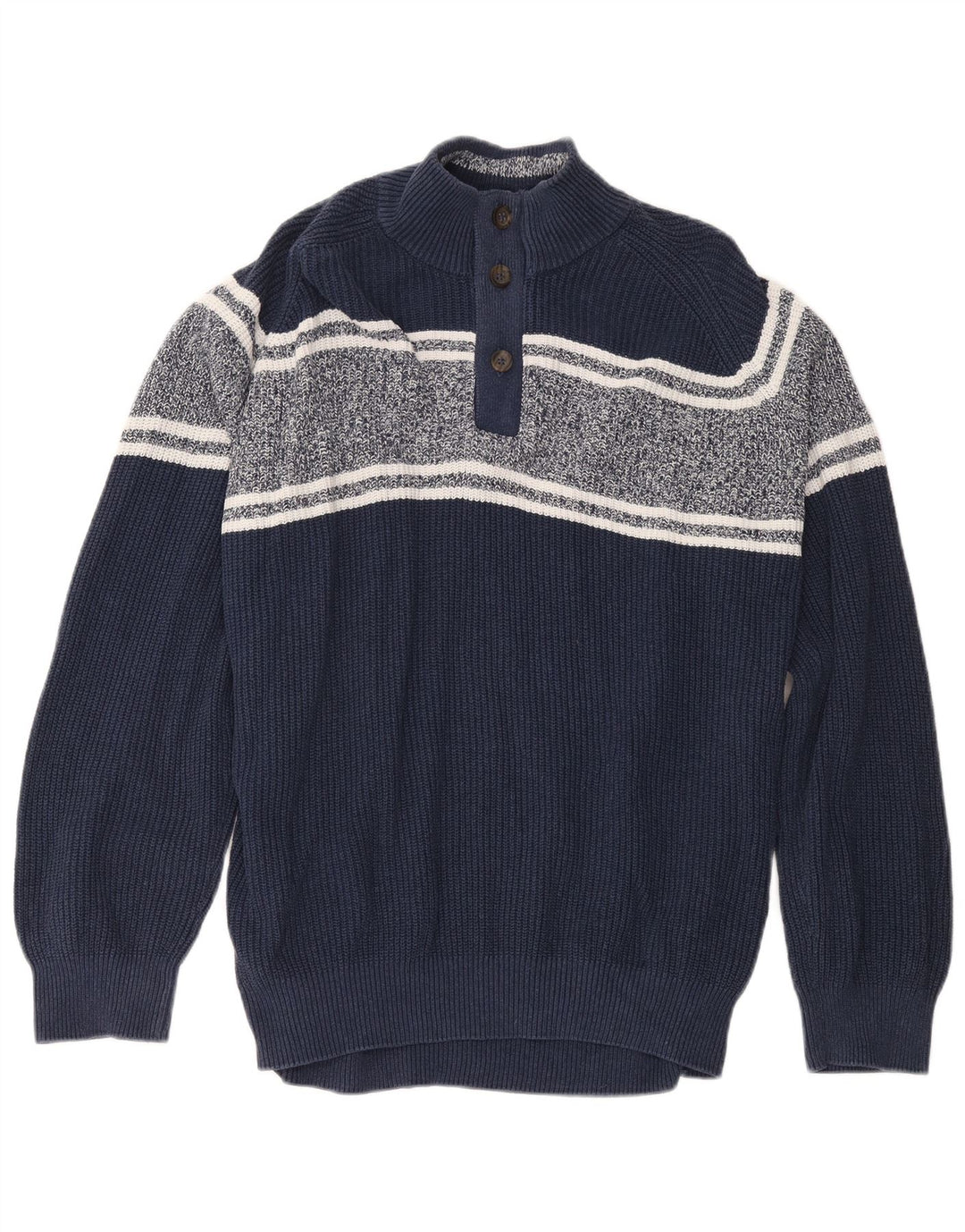Maglione da uomo Marks & Spencer con bottoni e collo 2XL Blu navy a blocchi di colore