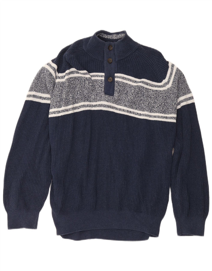 Maglione da uomo Marks & Spencer con bottoni e collo 2XL Blu navy a blocchi di colore