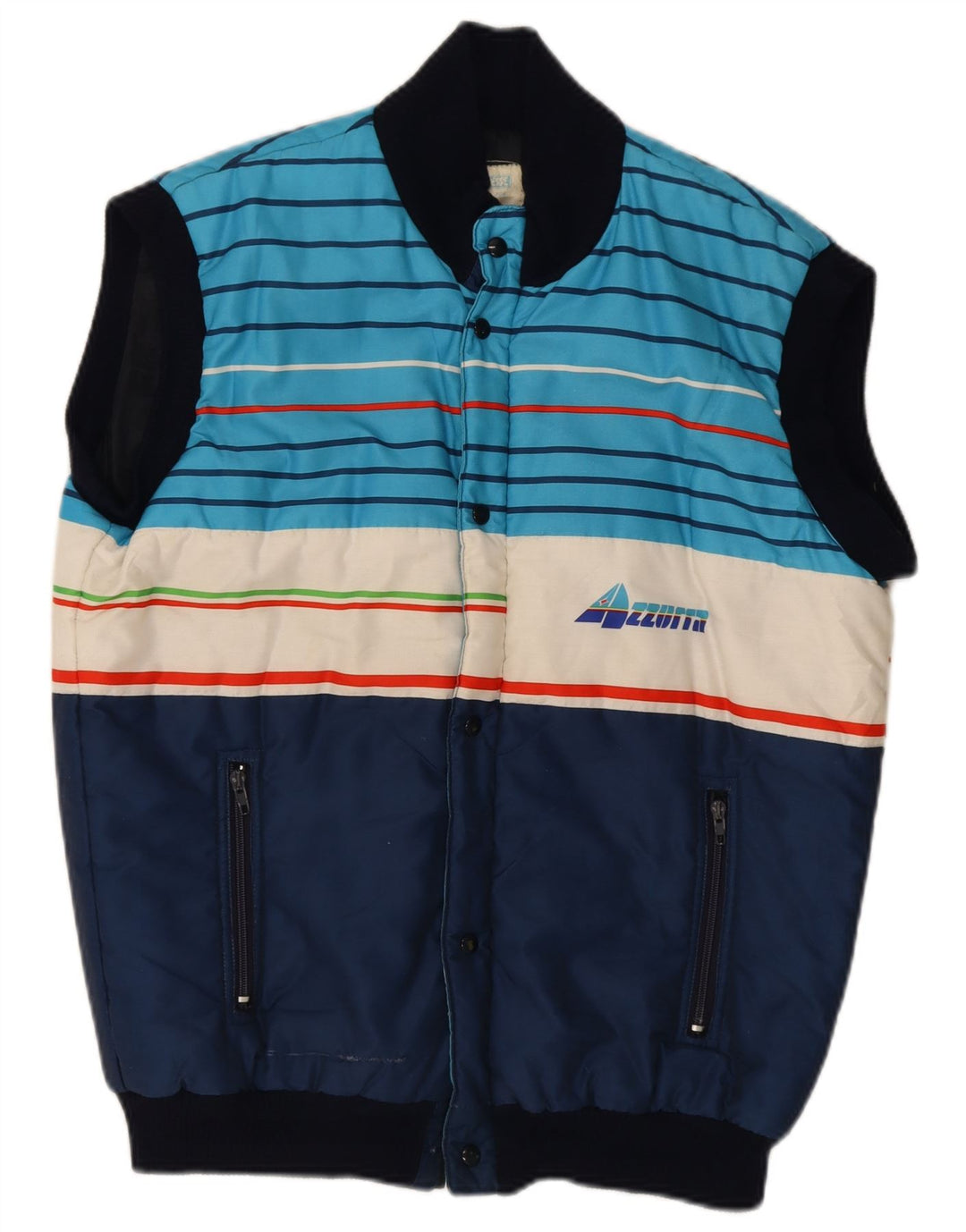 Gilet imbottito da uomo Azzurra UK 40 Large Blu Navy Colourblock Poliestere