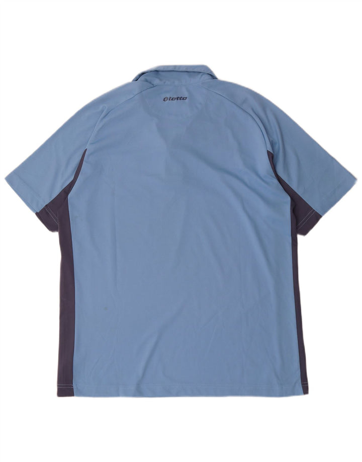 Polo da uomo con zip e collo Lotto XL in poliestere color block blu