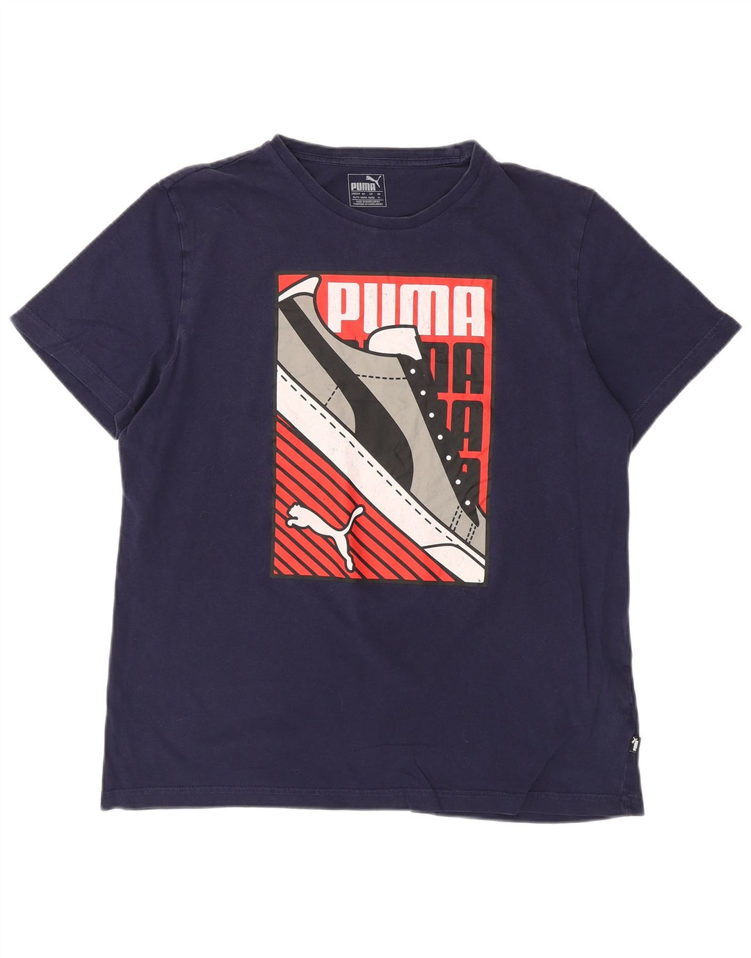 T-shirt grafica da uomo PUMA Top XL in cotone blu navy