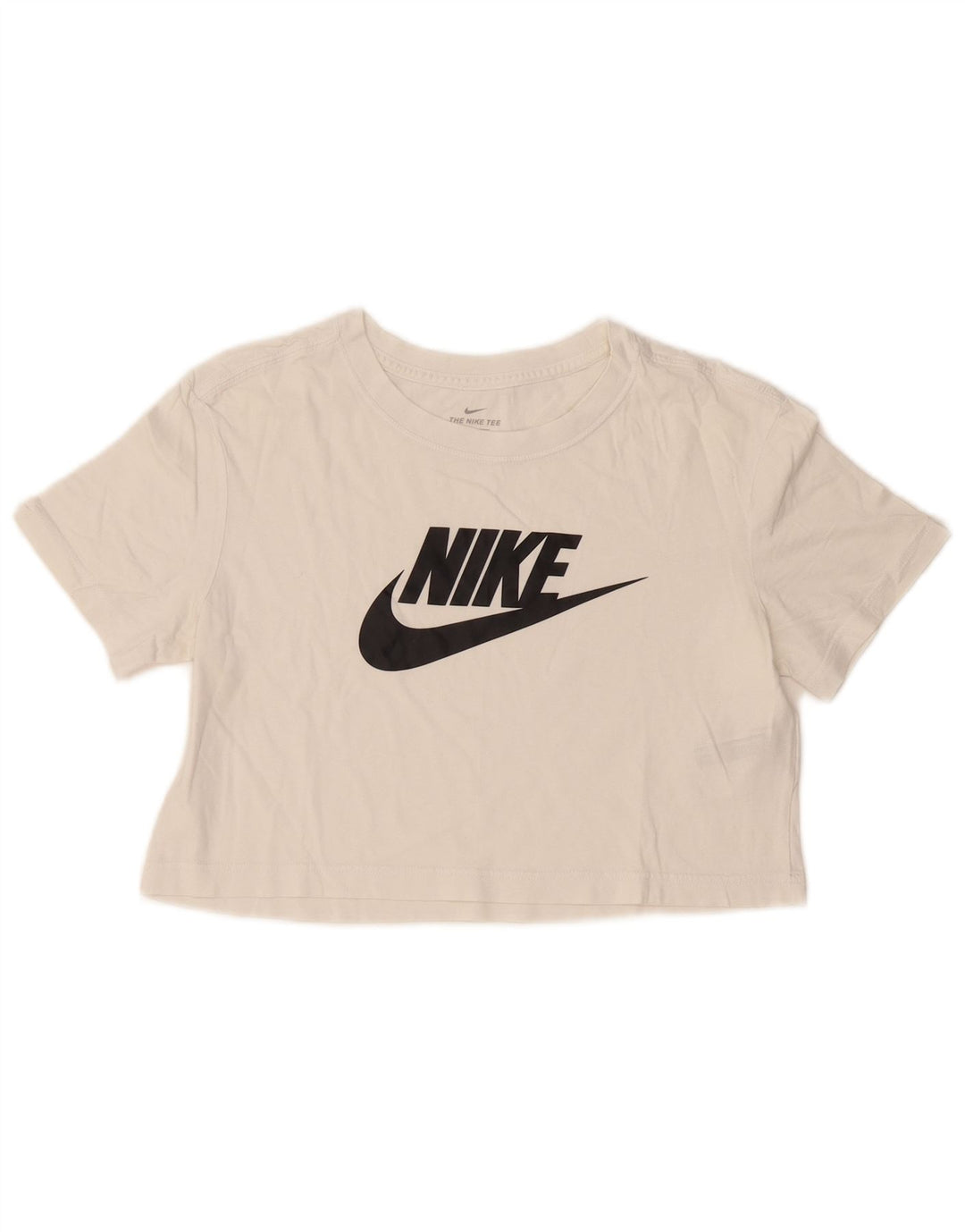 T-shirt grafica oversize corta da donna Nike UK 6 XS cotone bianco sporco