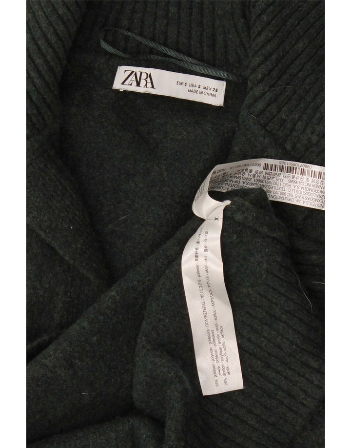 Maglione maglione oversize con collo a polo oversize da donna Zara UK 10 piccolo poliestere verde