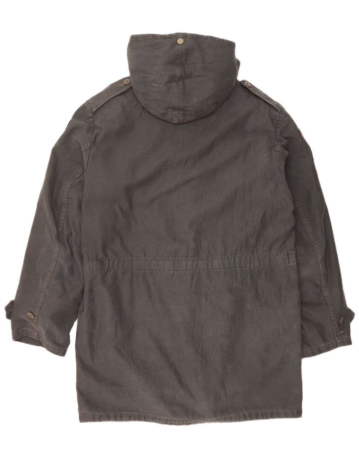 Giacca parka con cappuccio vintage da uomo UK 38 grigio medio