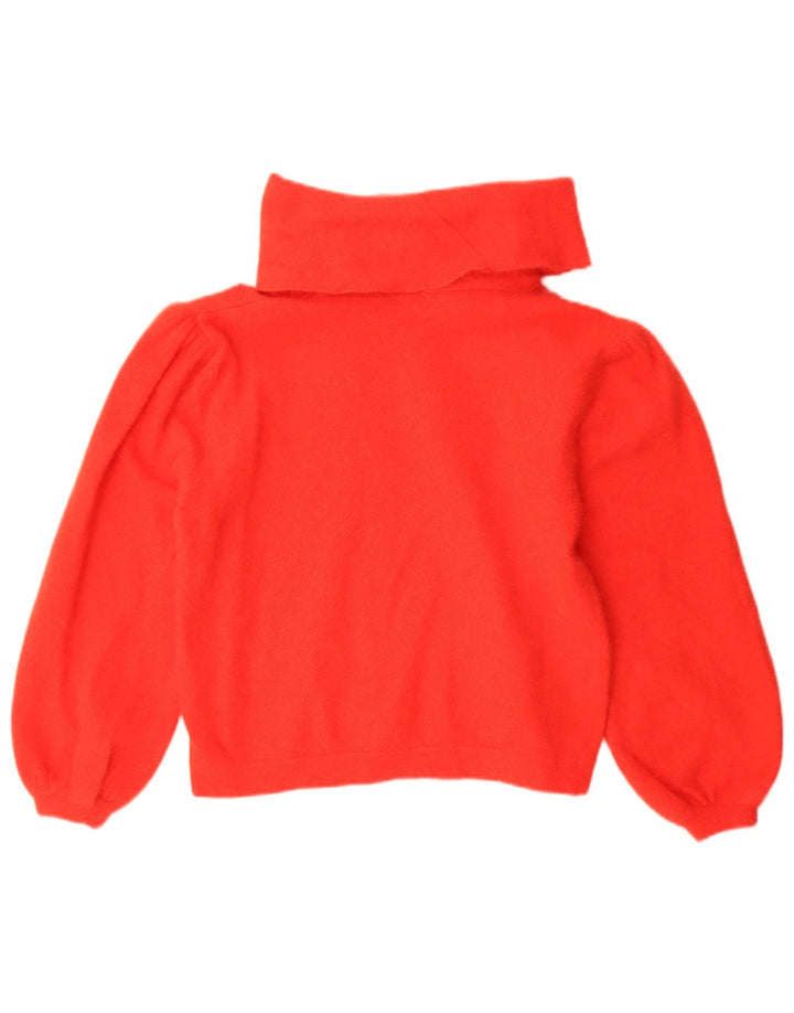Maglione corto da donna vintage con collo alto IT 48 XL rosso