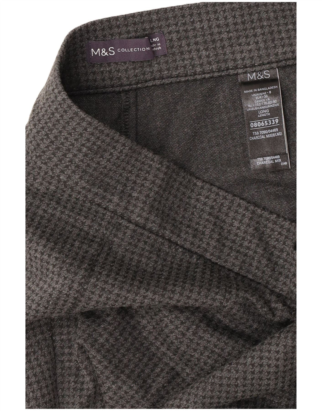 Pantaloni casual da donna Marks & Spencer UK 8 Small W26 L28 Pied de poule grigio