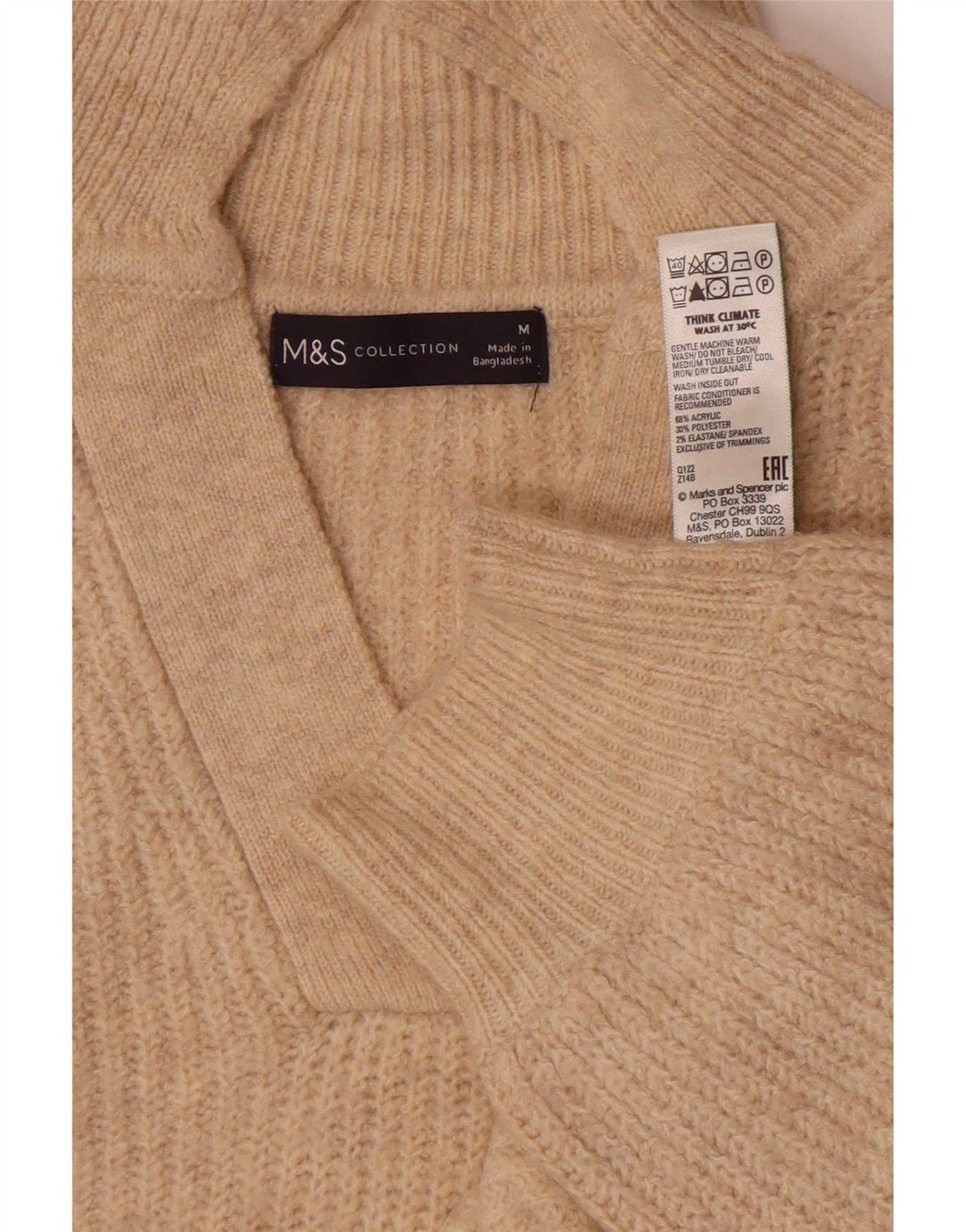 Maglione da donna Marks & Spencer con collo alto UK 14 Acrilico beige medio