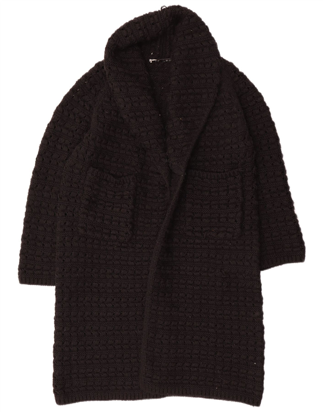 Maglione cardigan aperto oversize lungo da donna Zara UK 14 medio nero