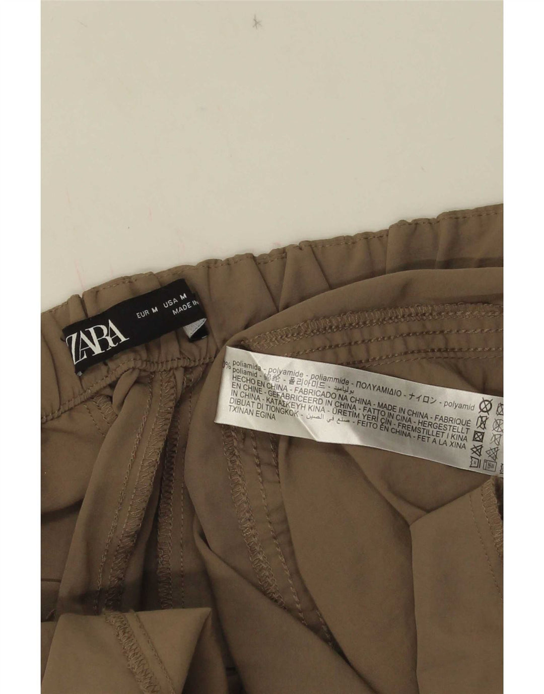 Pantaloni chino larghi da donna Zara medi W28 L30 beige poliammide